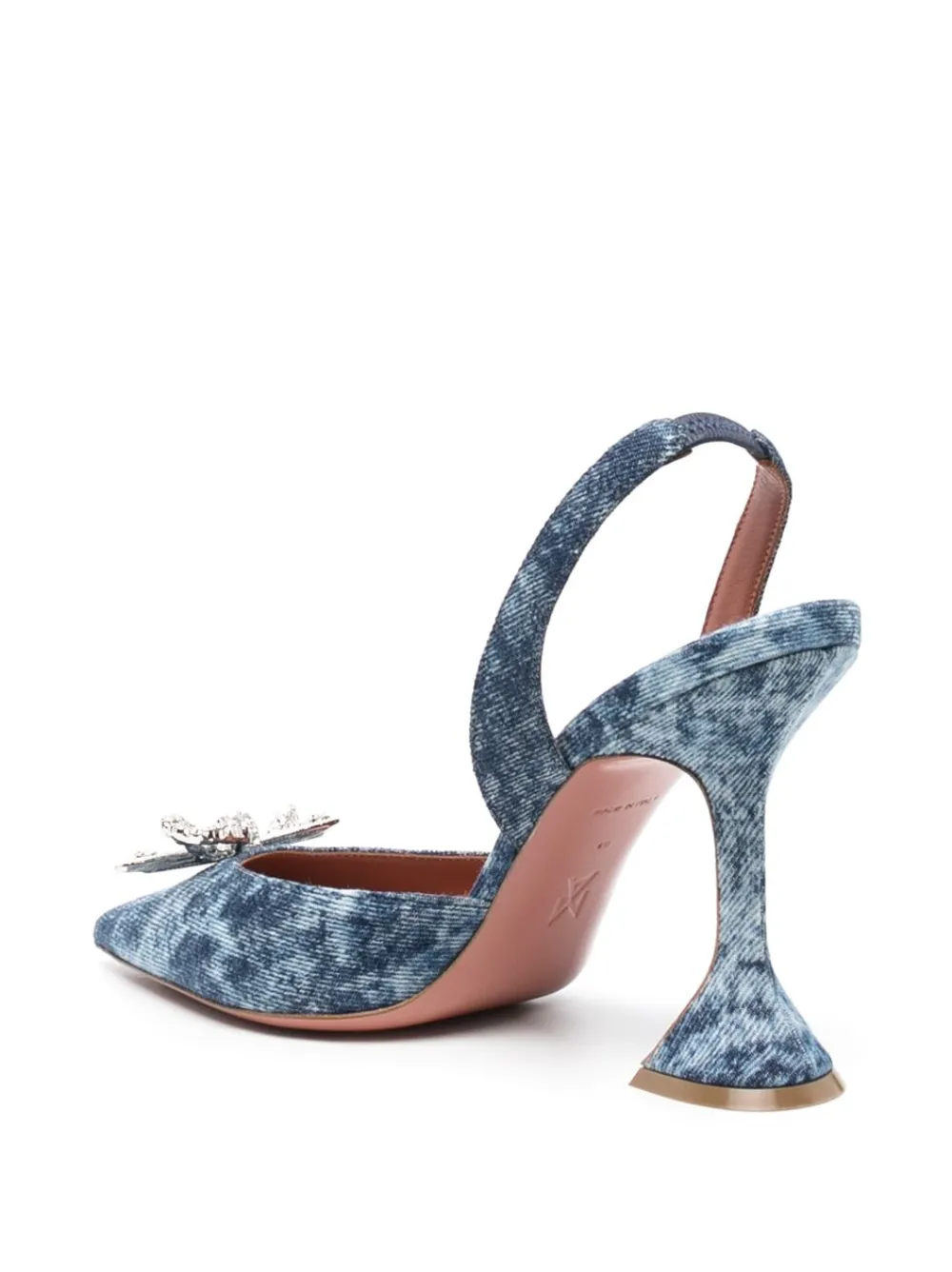 Amina Muaddi Blue Rosie Sling Denim Heels In Blau