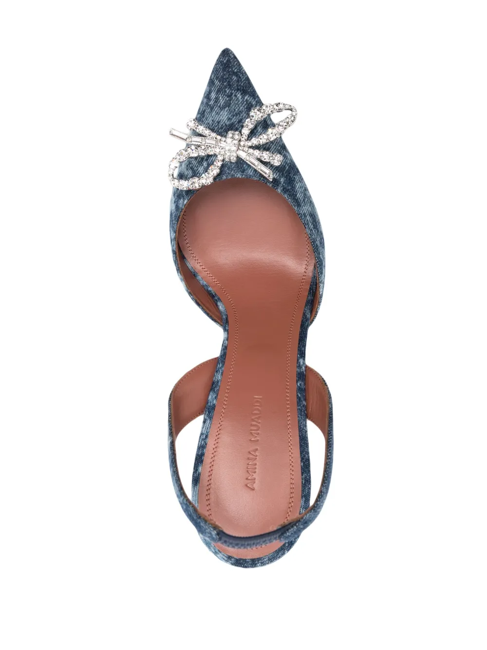 Amina Muaddi Blue Rosie Sling Denim Heels In Blau