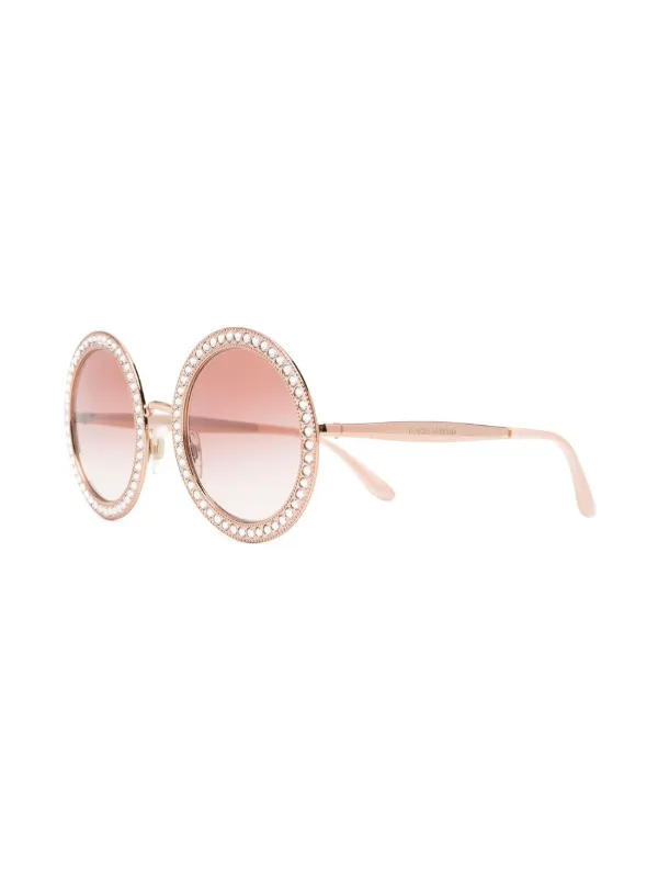 Dolce Gabbana Pre Owned 2010s Mambo crystal embellished Sunglasses Gold FARFETCH UK