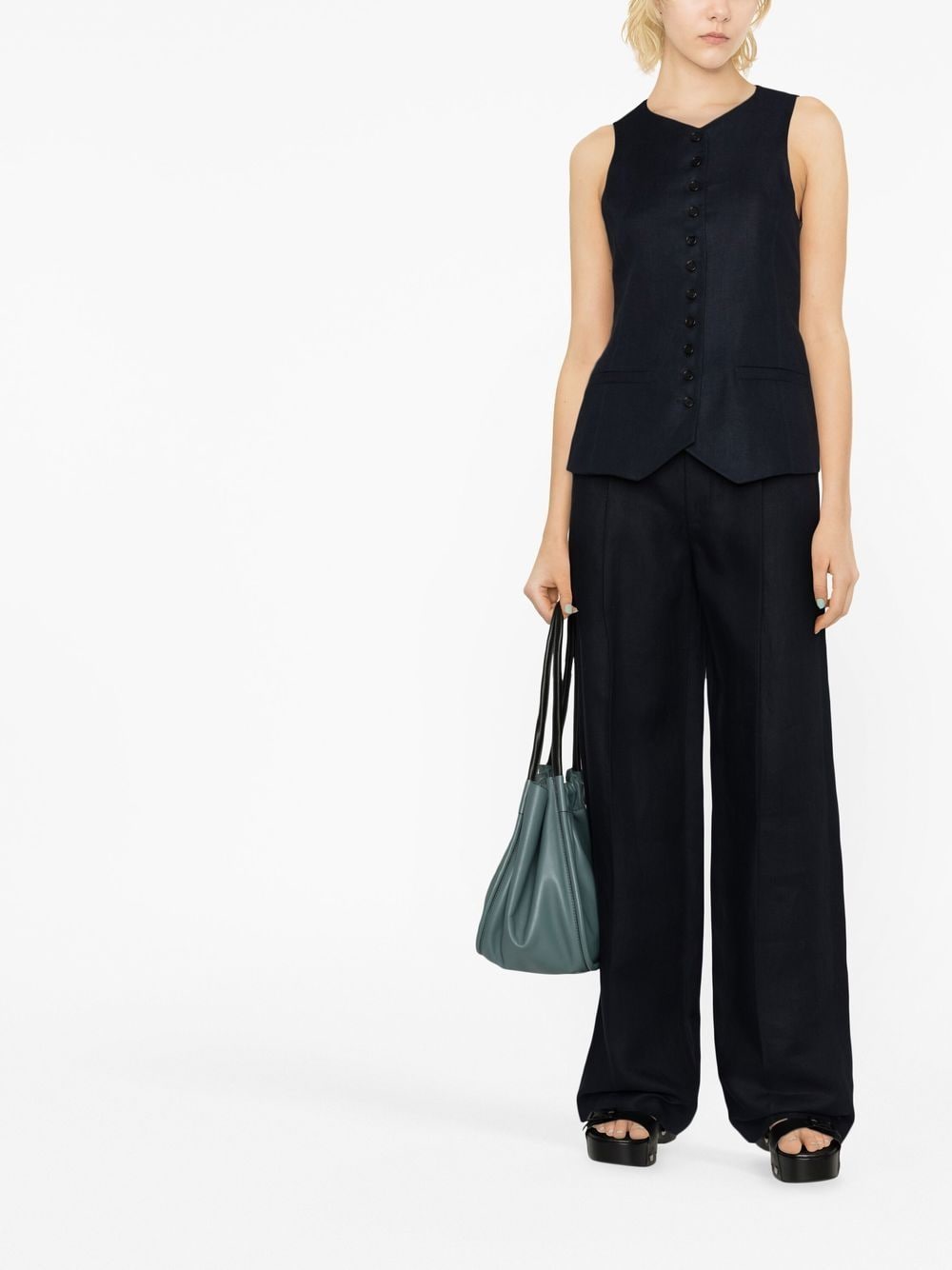 Shop Chloé Pressed-crease Tailored Trousers In Blue