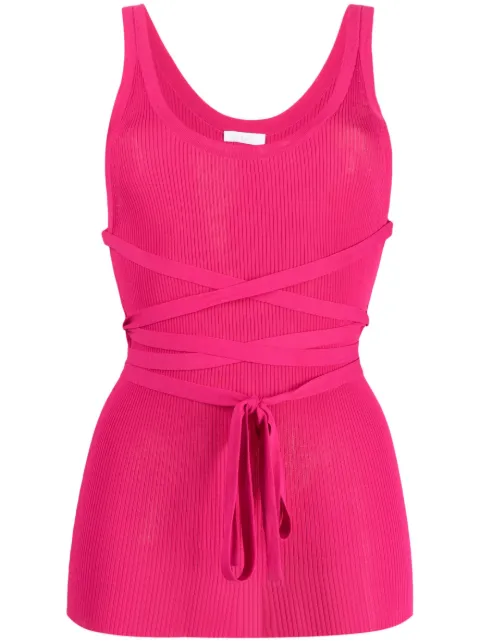 P.A.R.O.S.H. belted-waist ribbed top