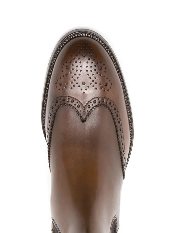 Tod\'s Chelsea Perforations Wingtip Ankle Boots Mens Brown Size 10 Tod main image 3