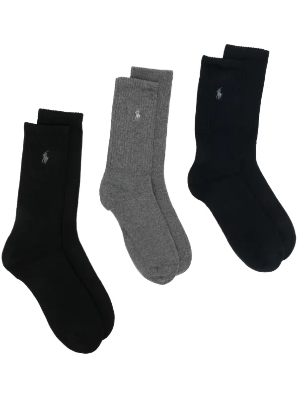 Polo Ralph Lauren three-pack logo-embroidery Socks | Black | FARFETCH SG