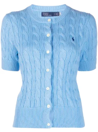 Polo Ralph Lauren Cable-knit Cotton Short-sleeve Sweater in Blue