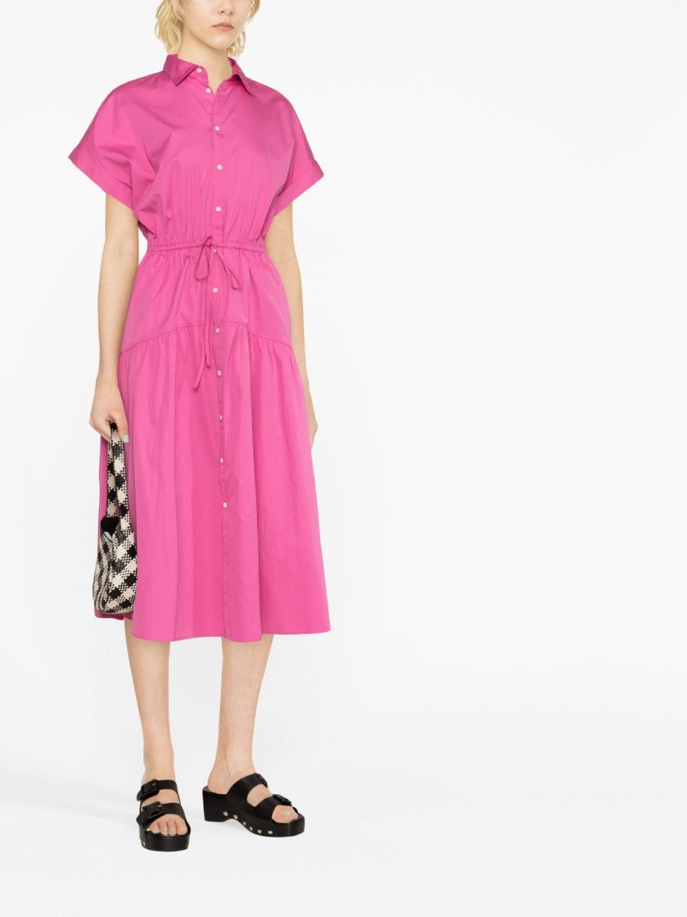 Shop Polo Ralph Lauren Canna Tiered Cotton Shirtdress In Pink