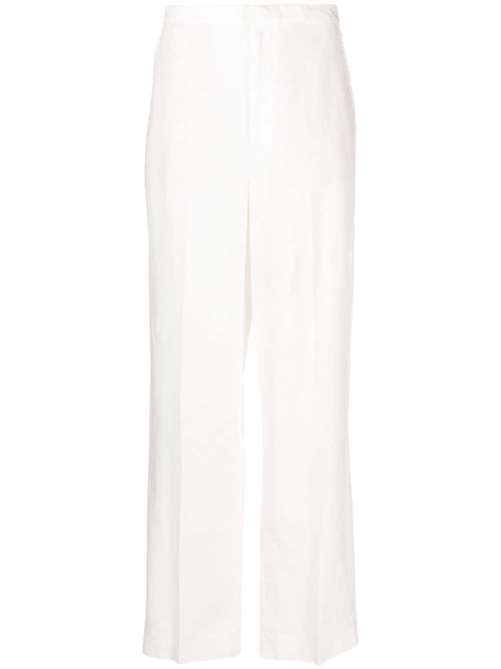Shop Polo Ralph Lauren Low-rise Linen Trousers In White