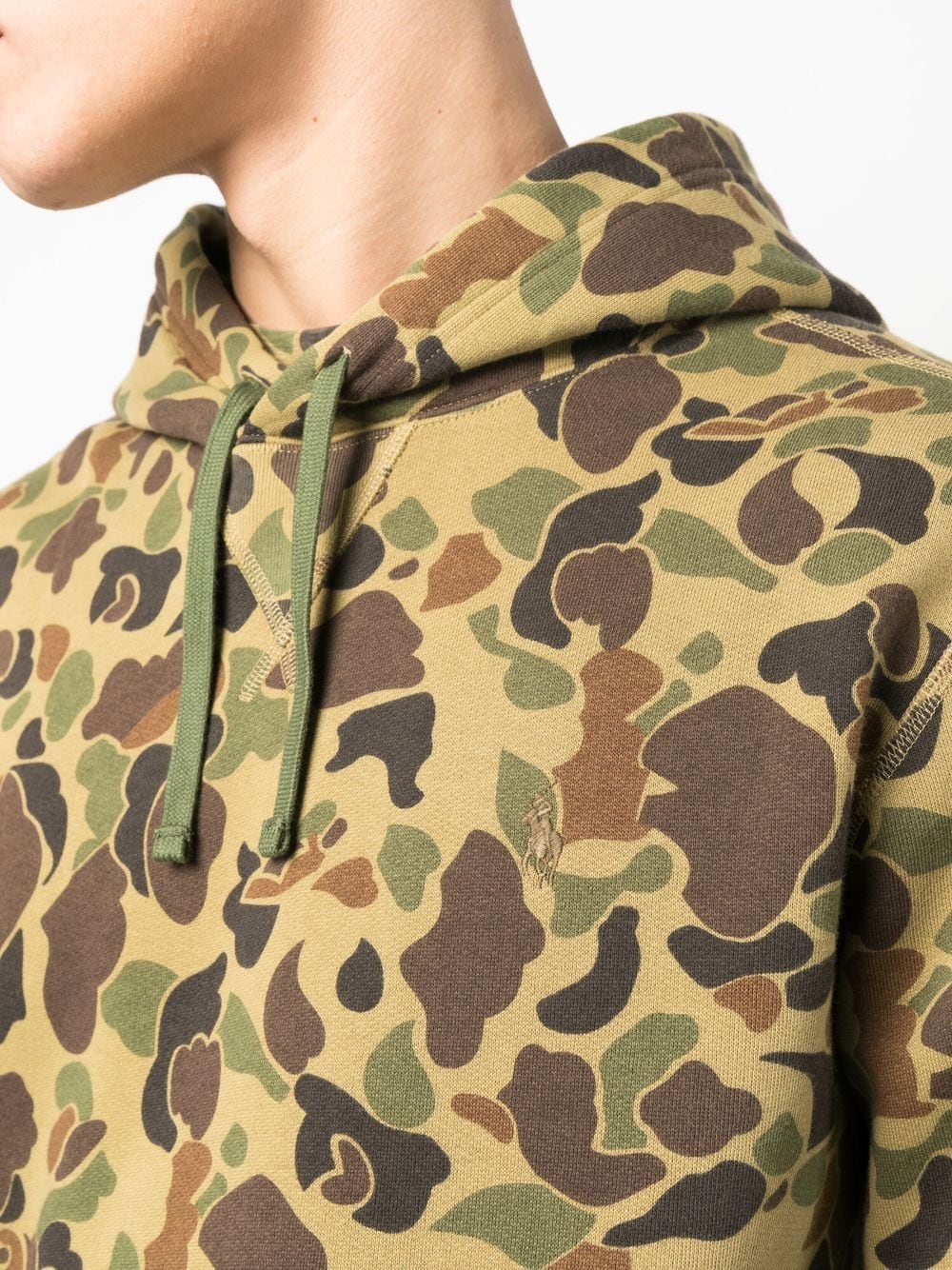 Shop Polo Ralph Lauren Camouflage-print Drawstring Hoodie In Grün