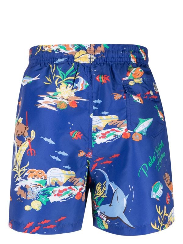 Traveler graphic-print swim shorts