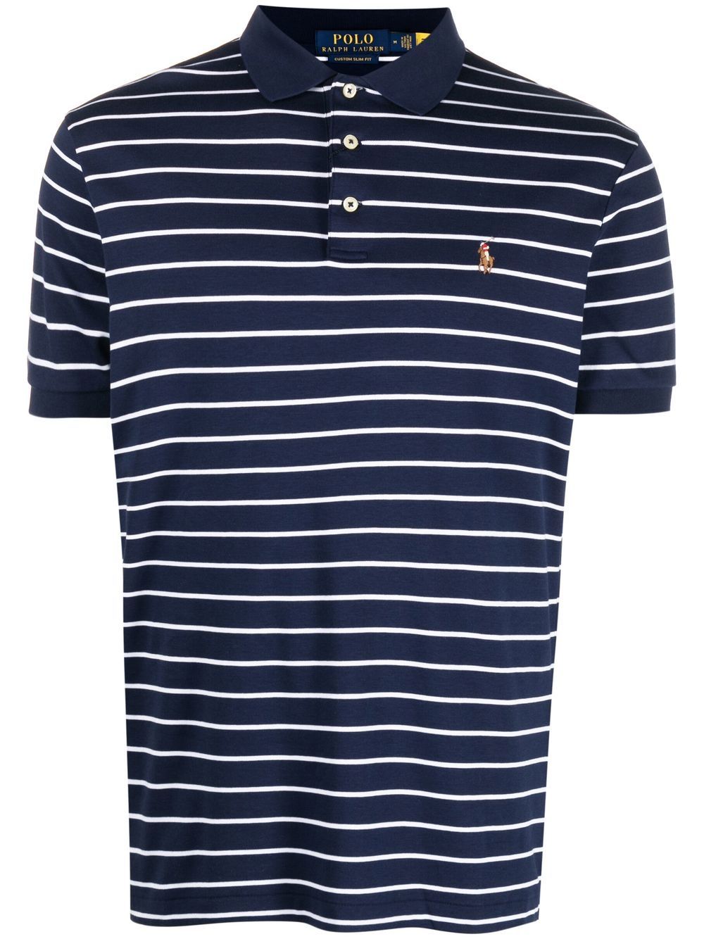 Shop Polo Ralph Lauren Striped Cotton Polo Shirt In Blau