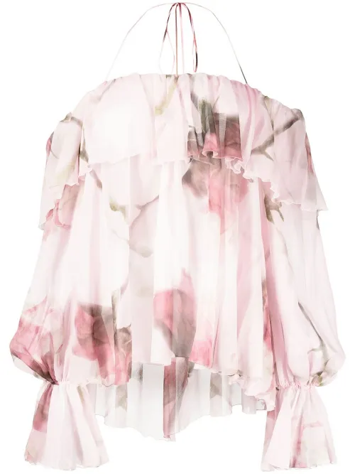 Blouse volantée à encolure bateau - Blumarine - Modalova