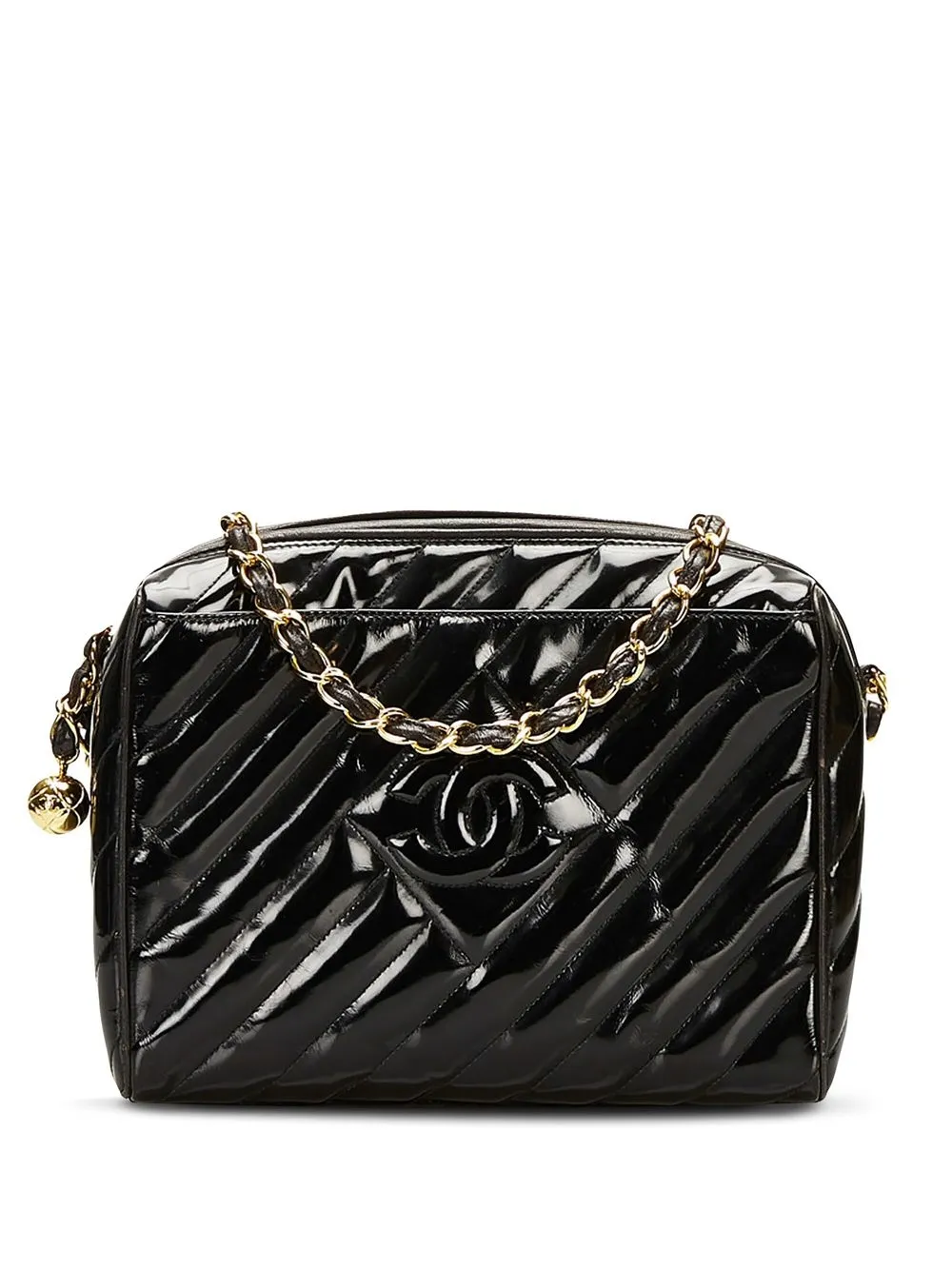 

CHANEL Pre-Owned 1994-1996 diagonal quilting logo camera bag - Black