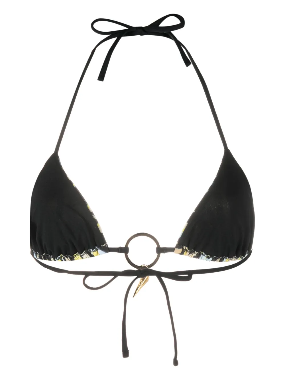 ROBERTO CAVALLI LEOPARD-PRINT TEETH-PENDANT BIKINI TOP