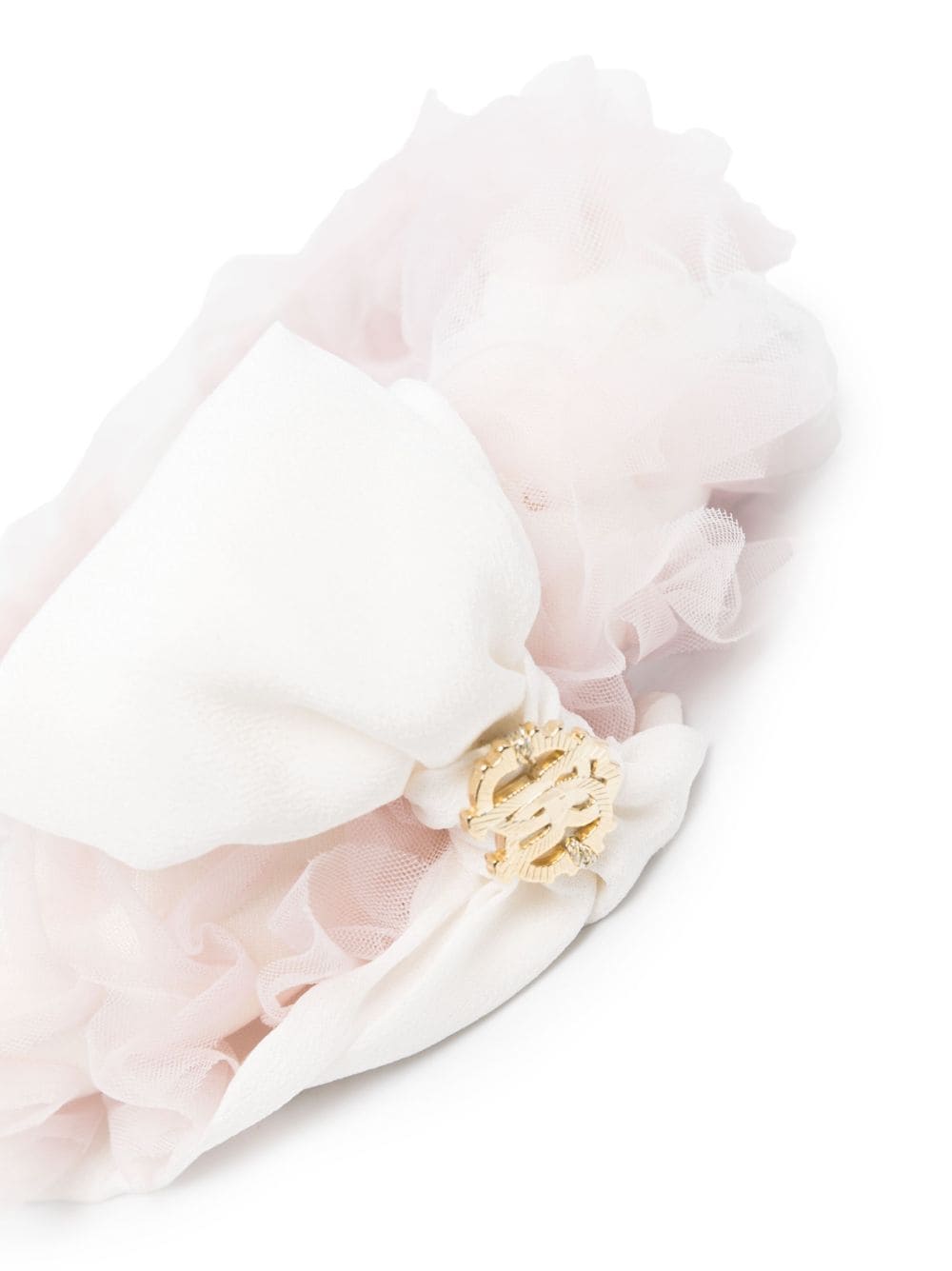 Shop Roberto Cavalli Junior Ruffled Tulle Silk Headband In Pink