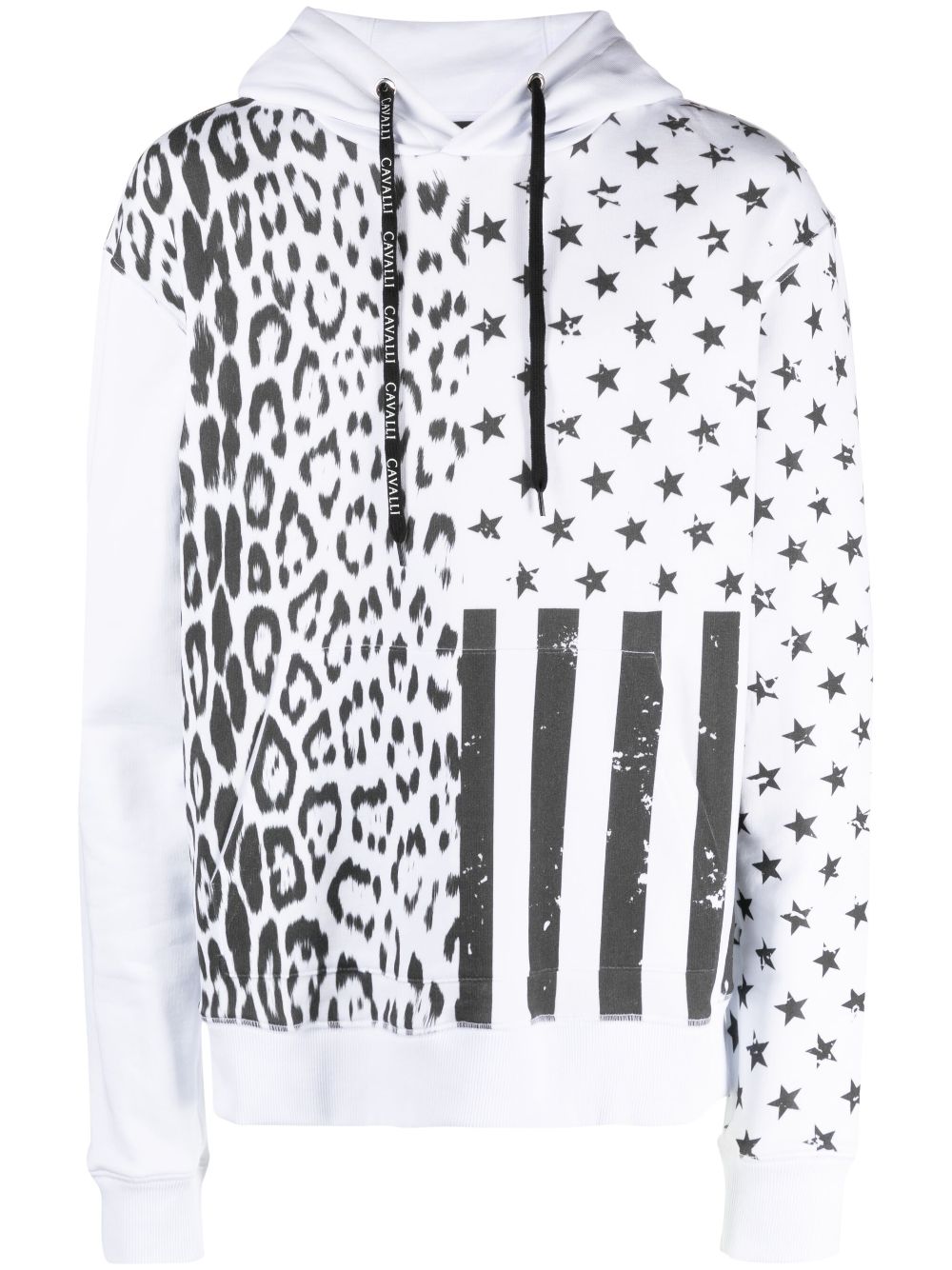 Roberto Cavalli graphic-print cotton hoodie - White