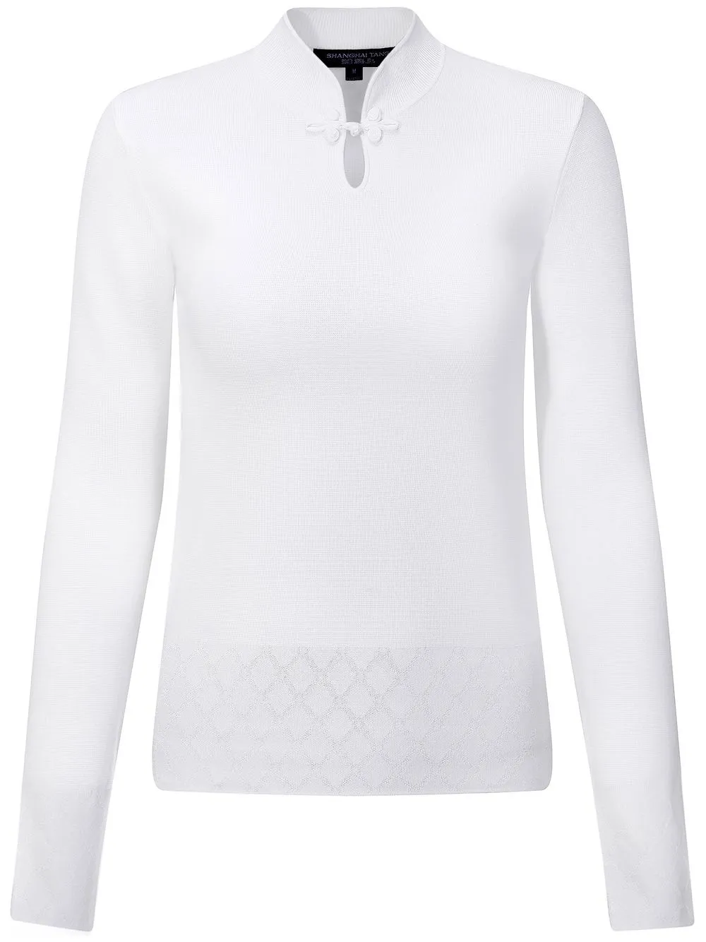 

Shanghai Tang argyle-detail knitted qipao top - White