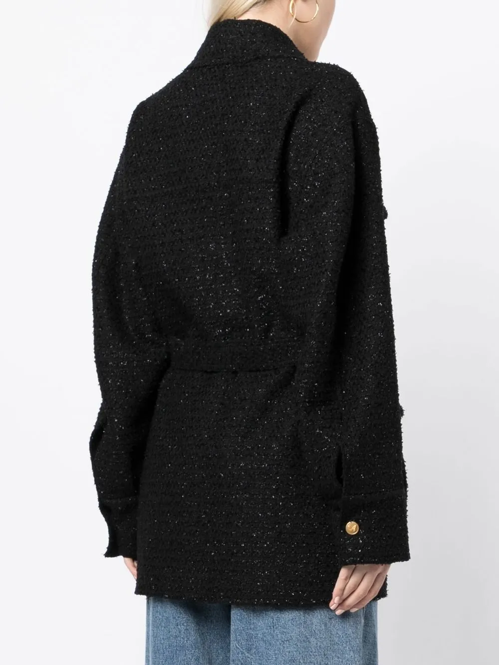 Blumarine Bouclé Button-up Jacket In Black