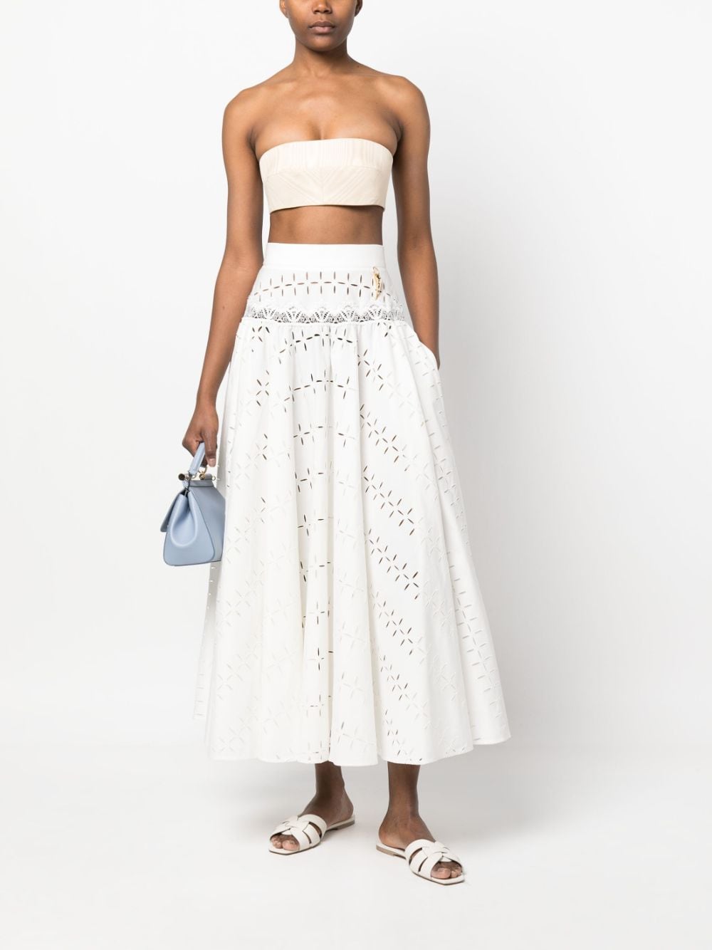 Roberto Cavalli Broderie anglaise midi-rok - Wit