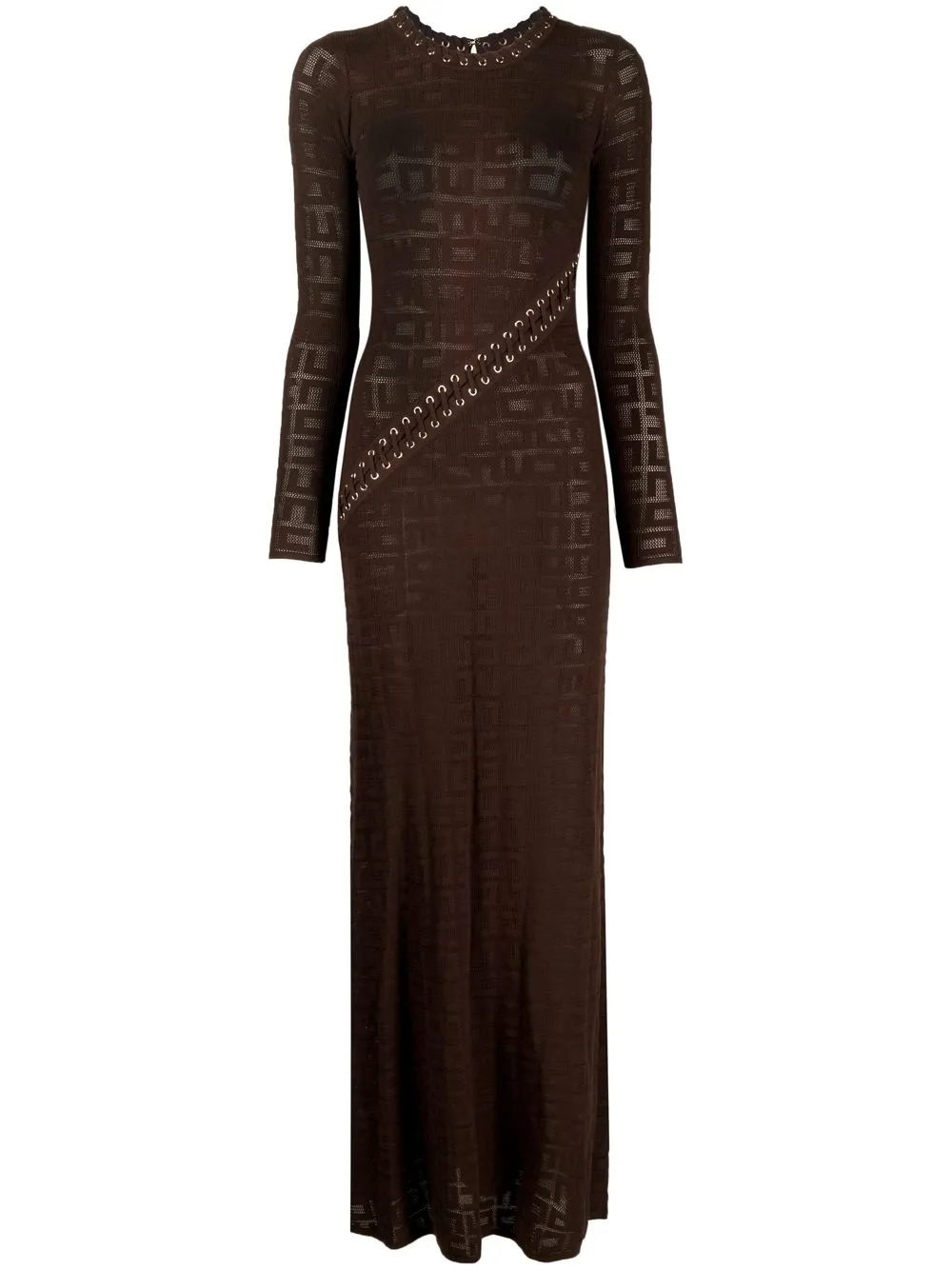 

Elisabetta Franchi monogram-jacquard open back dress - Brown