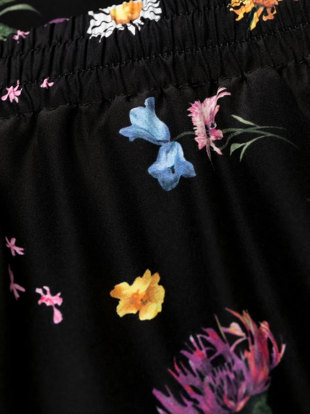 Shop Stella Mccartney Floral-print Silk Trousers In Black