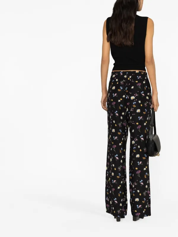 Stella McCartney floral-print Silk Trousers | Black | FARFETCH