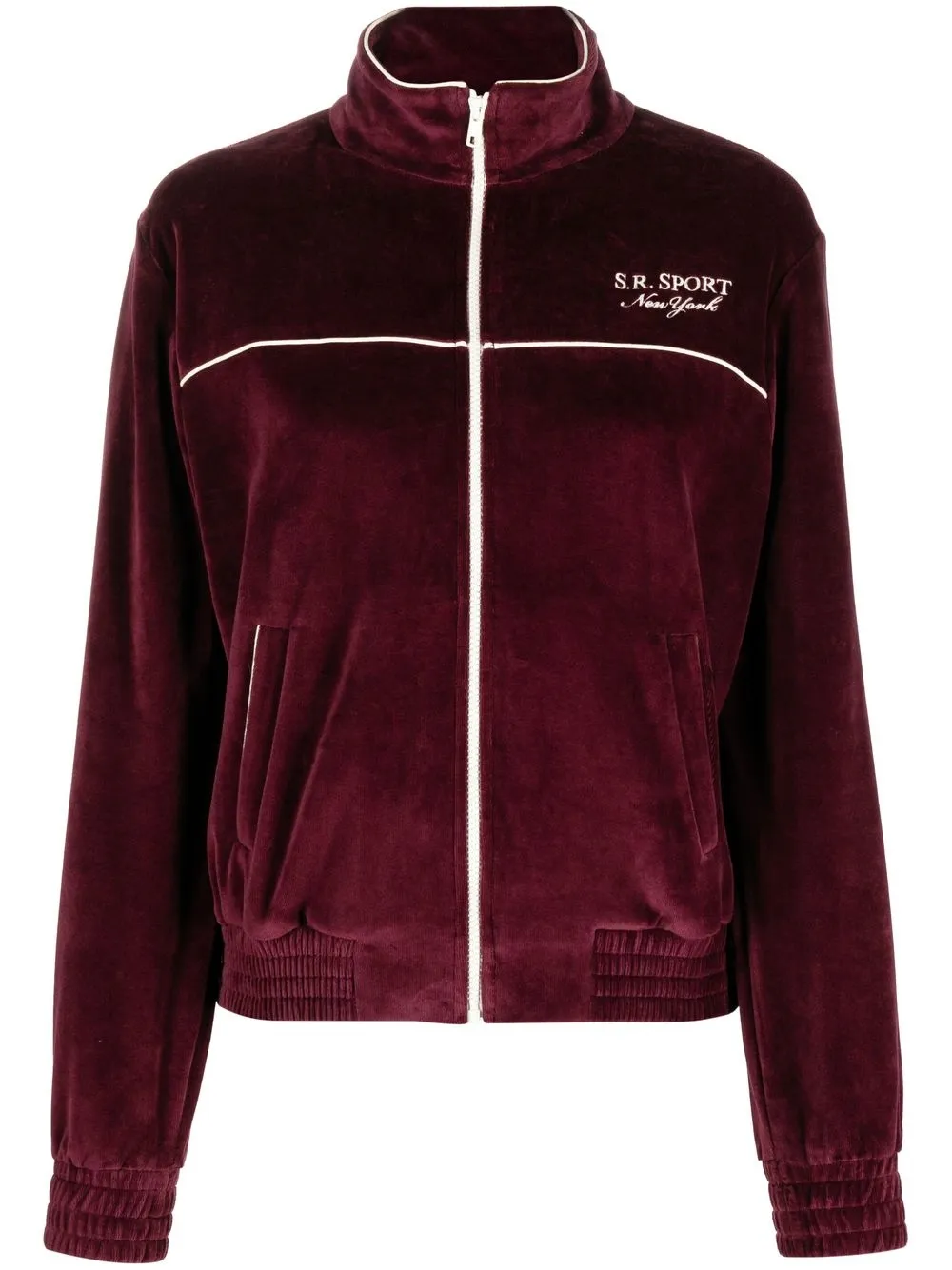 

Sporty & Rich logo-embroidered zipped jacket