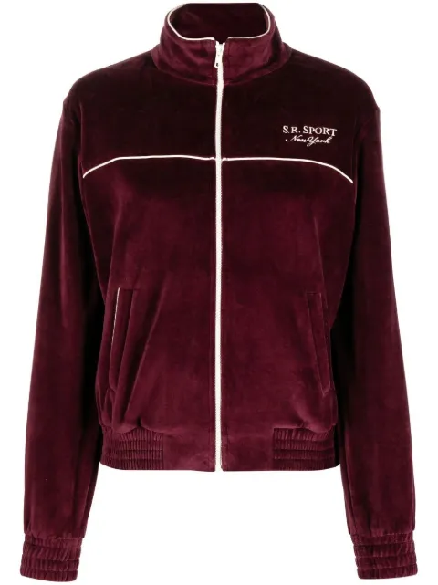 Sporty & Rich logo-embroidered zipped jacket