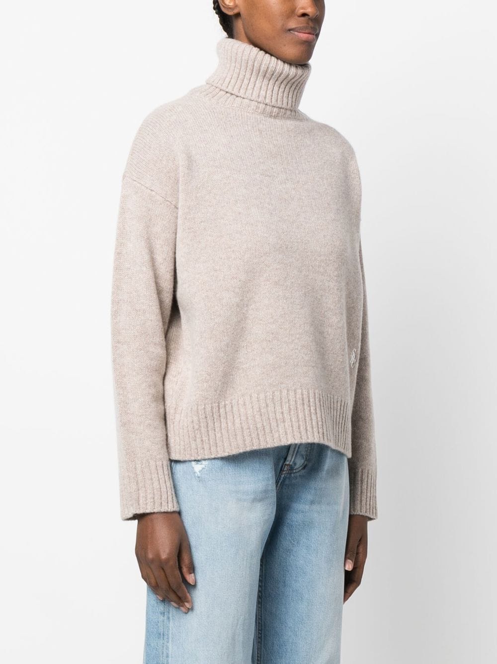 Shop Sporty And Rich Wool Roll-neck Jumper In 中性色