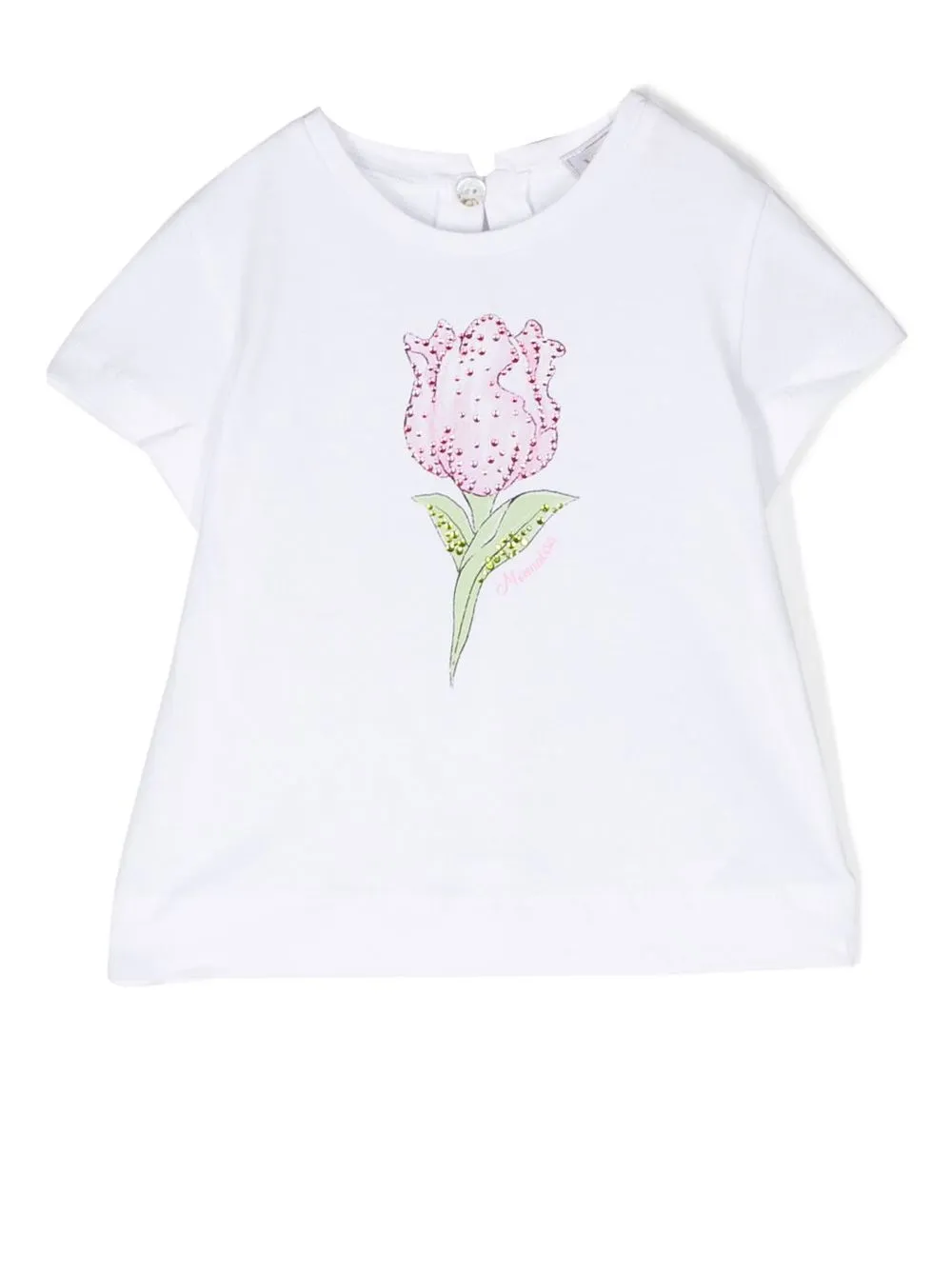 

Monnalisa rhinestone floral-print T-shirt - White