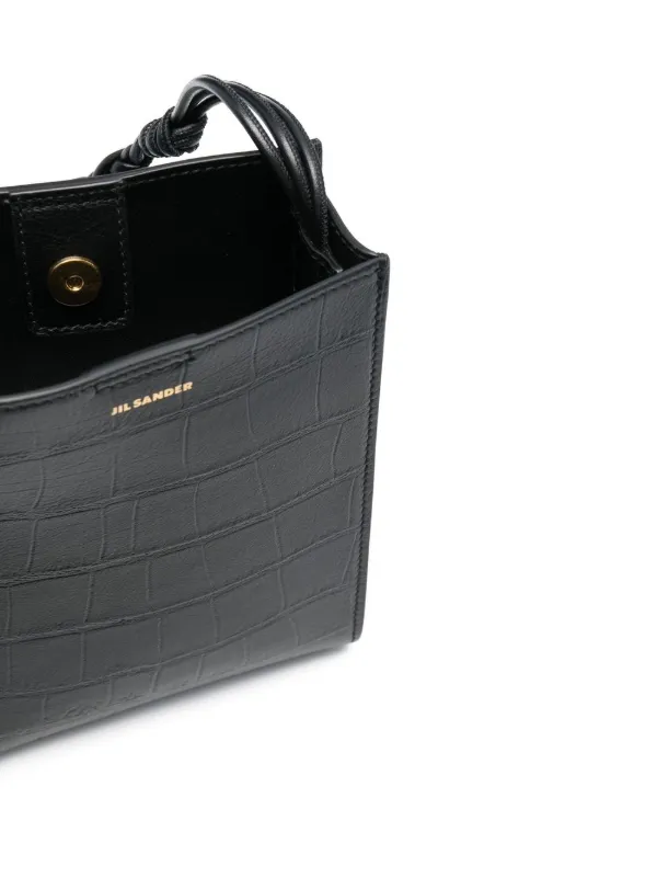 JIL SANDER■クロコダイル調レザーショルダーバッグロゴエンボス Jil Sander ロゴエンボス ショルダーバッグ | ブラック