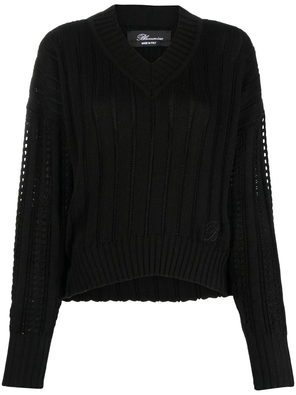 

Blumarine ribbed-knit v-neck jumper - Black