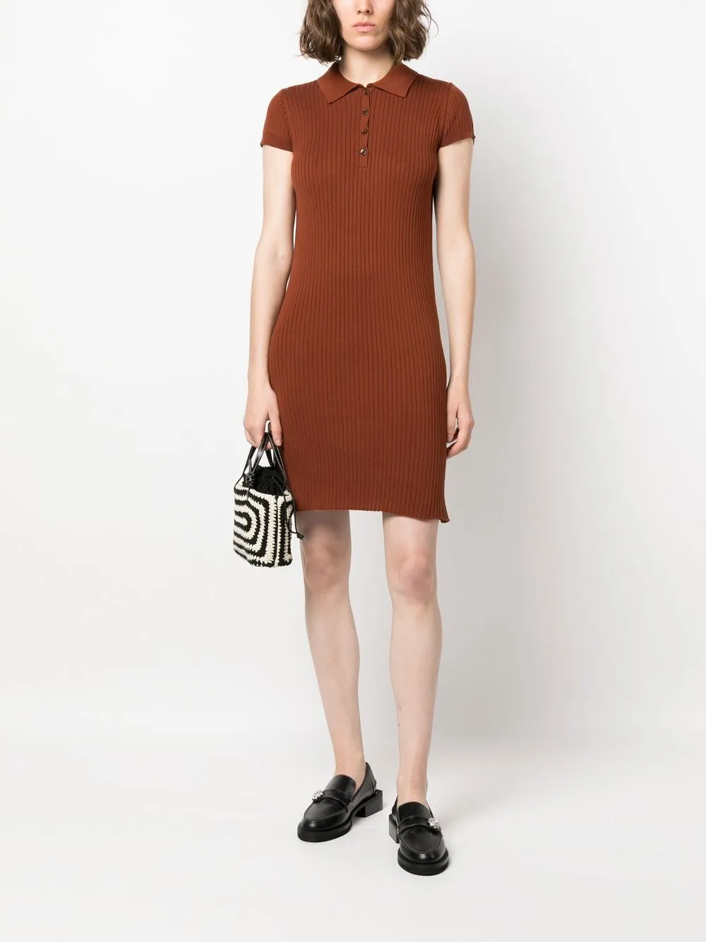 A.P.C. Ribgebreide mini-jurk - Bruin