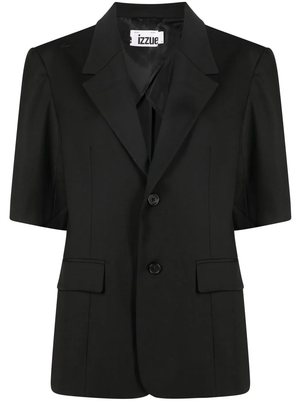 

izzue single-breasted short-sleeve blazer - Black