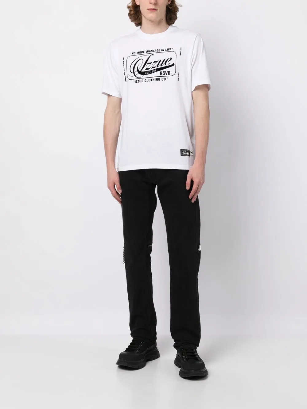izzue T-shirt met logoprint - Wit