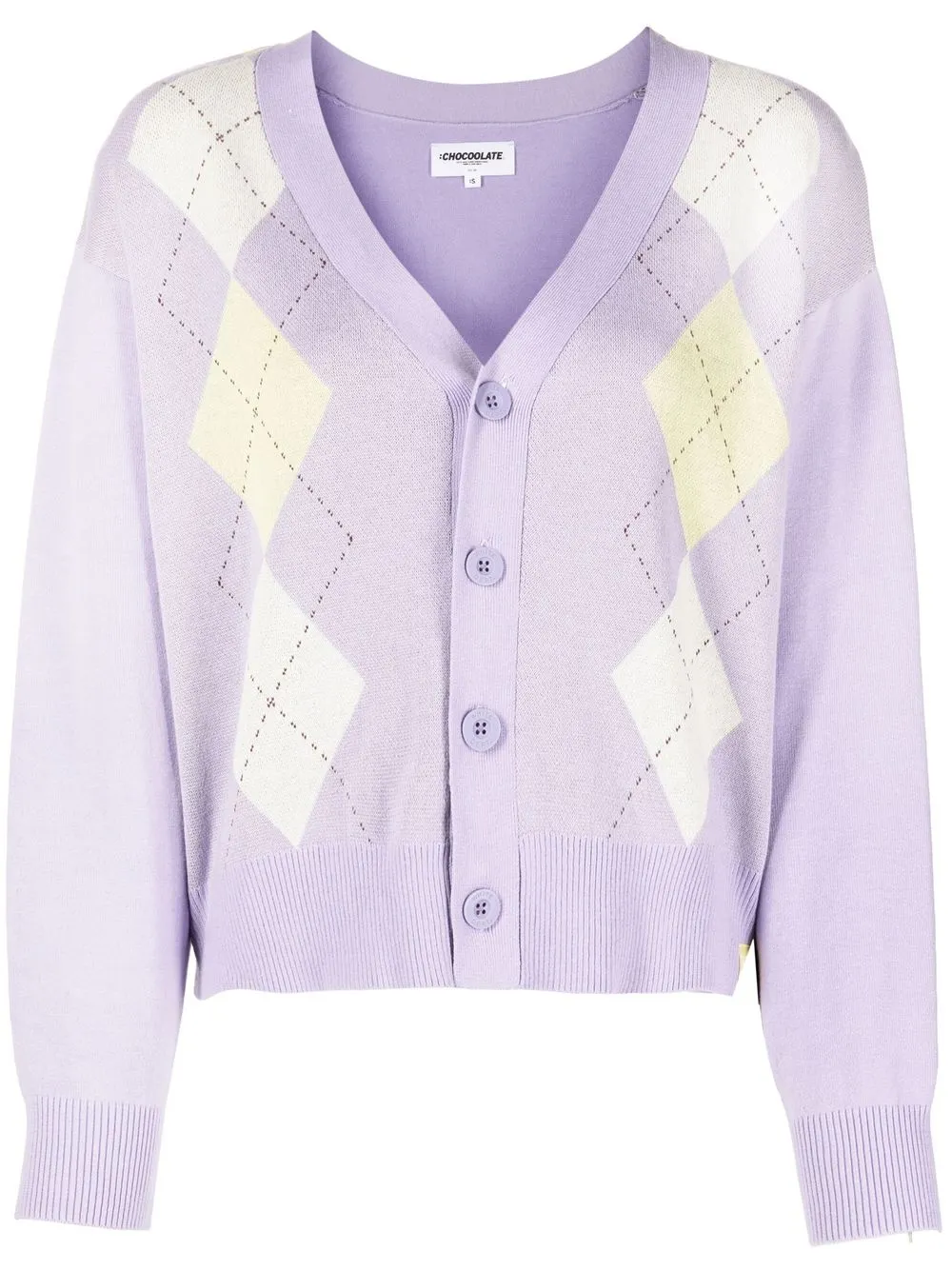 

CHOCOOLATE diamond-knit cotton-blend cardigan - Purple