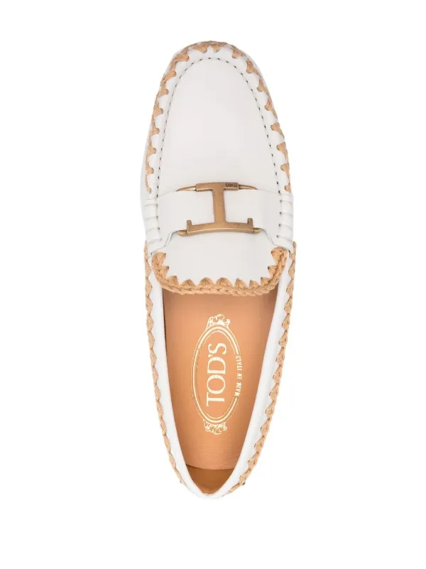 Tod's Whipstitch Buckled Leather Loafers | White | FARFETCH