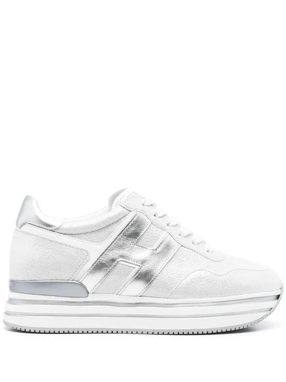 

Hogan metallic logo-patch sneakers - Silver