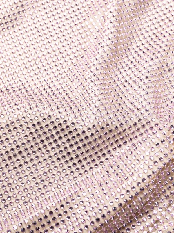 Prada Rhinestone-Embellished Mesh Minidress - Pink