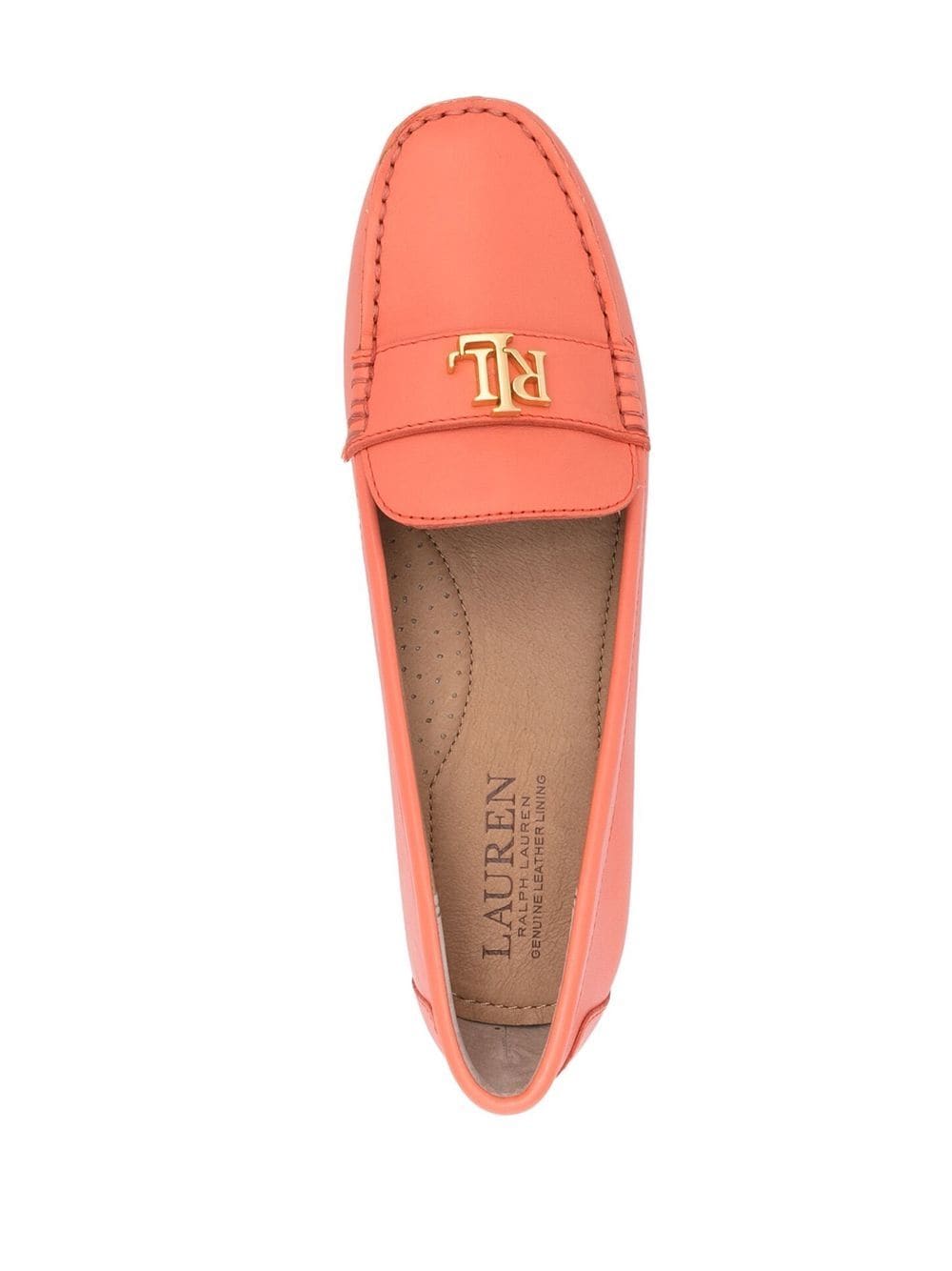 Shop Lauren Ralph Lauren Barnsbury Logo-plaque Loafers In Orange