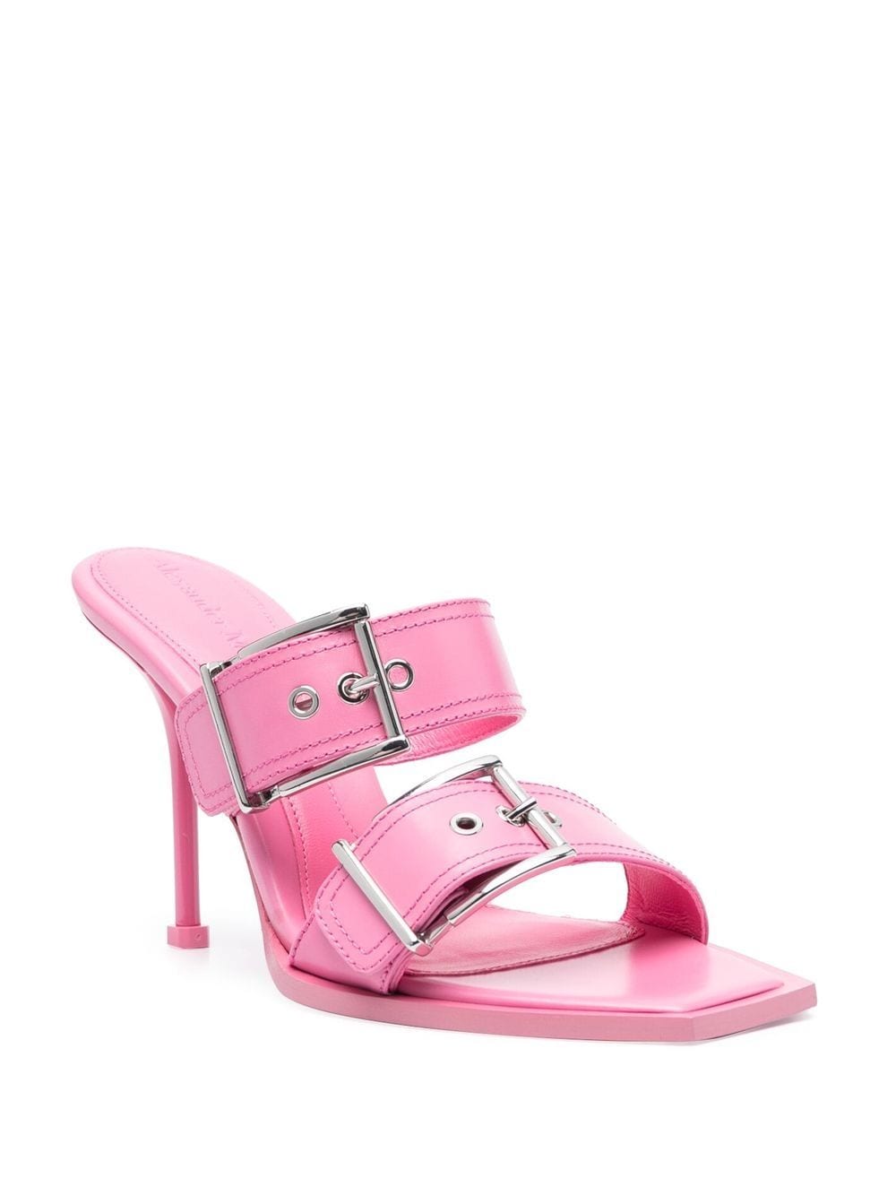 Shop Alexander Mcqueen 105mm Buckle-detail Sandals In Pink