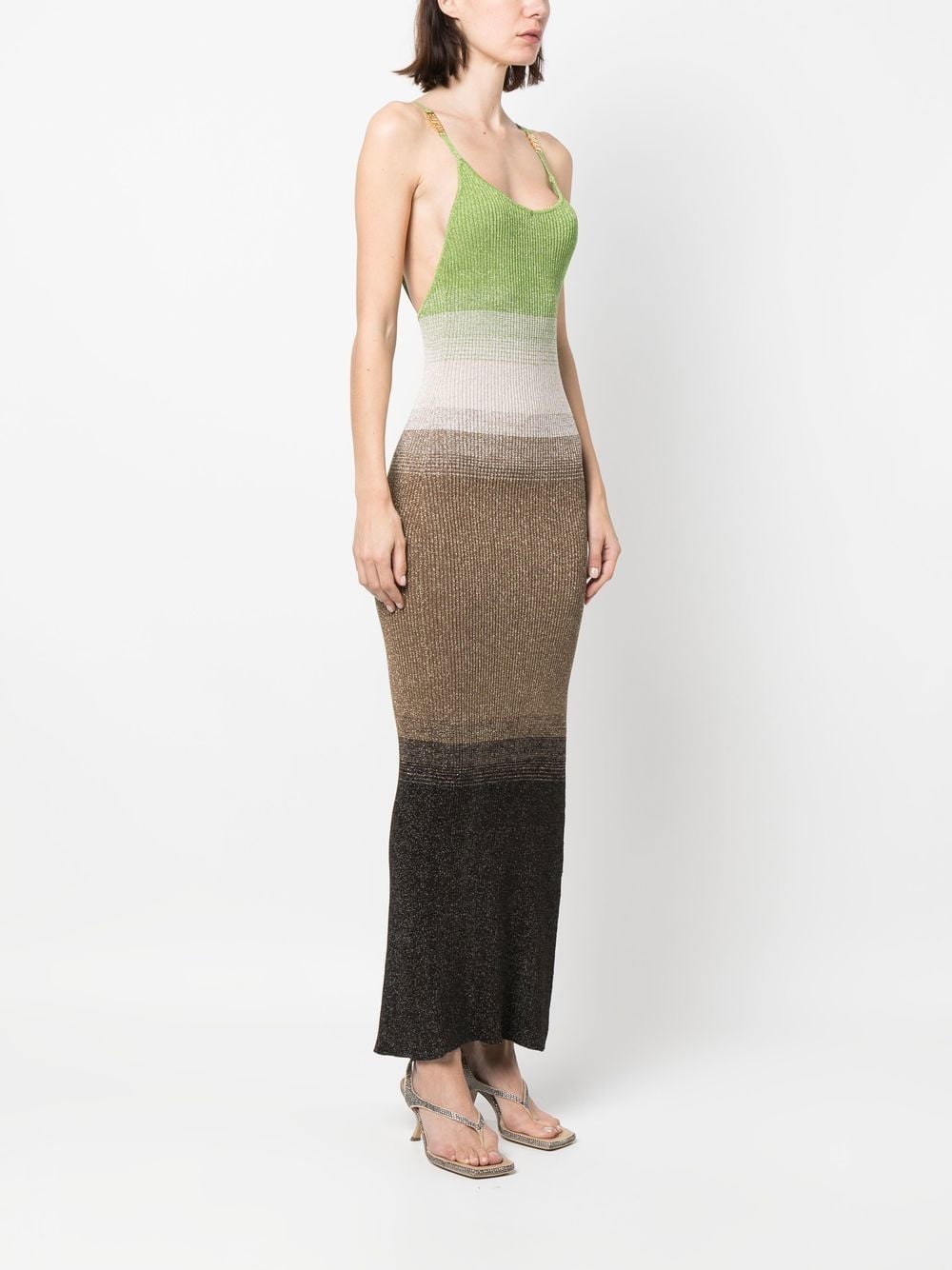 Shop Gcds Ribbed-knit Maxi Dress In Brown