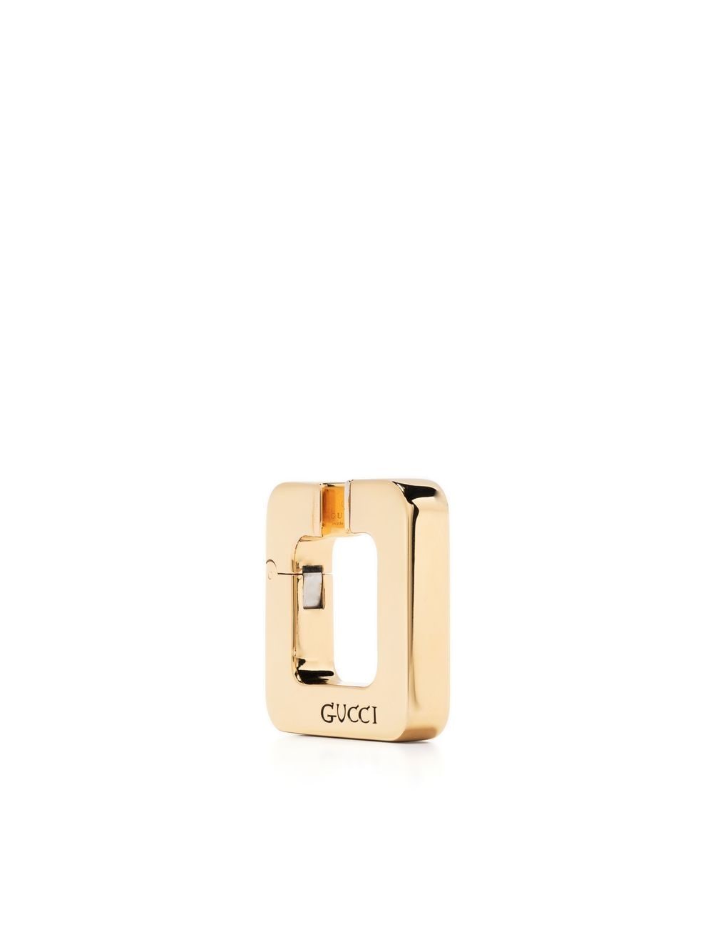 Gucci Logo雕刻粗圆形耳环 In Gold