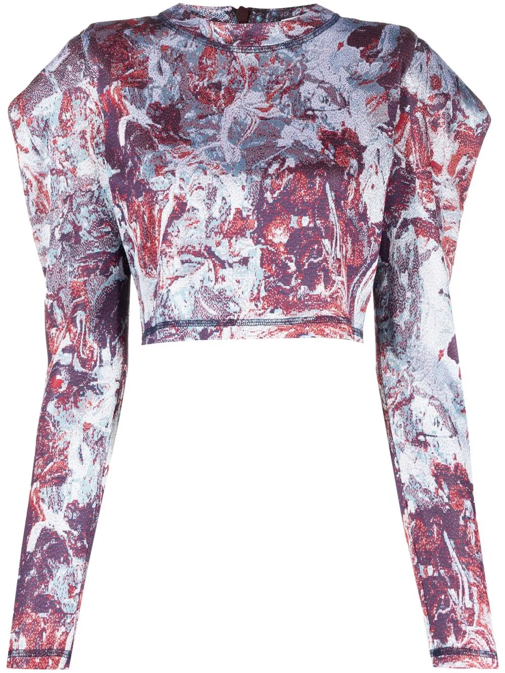 Koché Paint-splatter Puff Sleeve Top In Blue | ModeSens