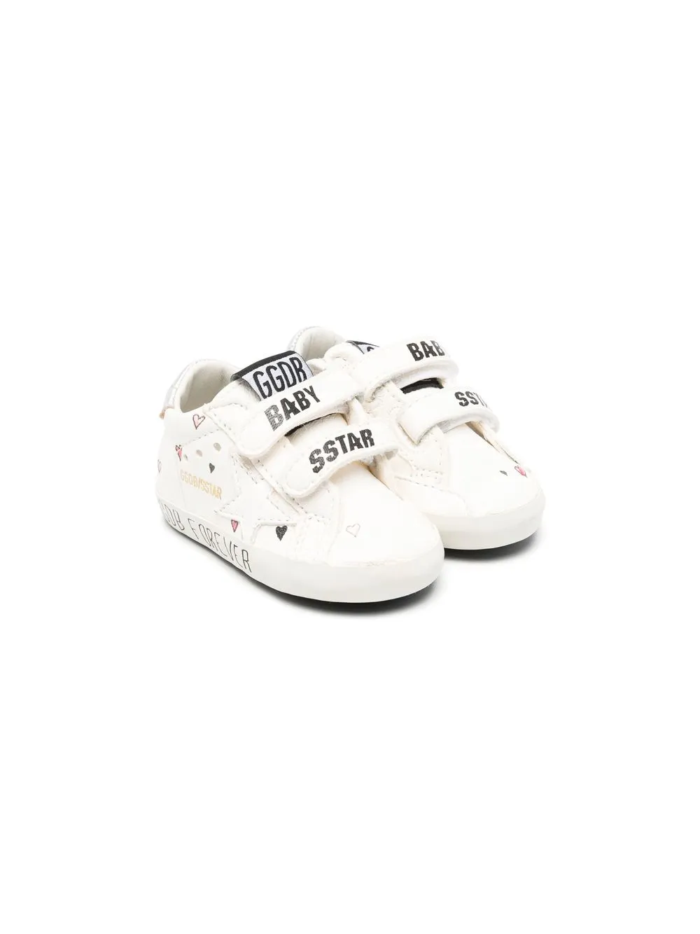 

Golden Goose Kids Superstar touch-strap sneakers - 15437 CREM/RED HEARTS/SILV