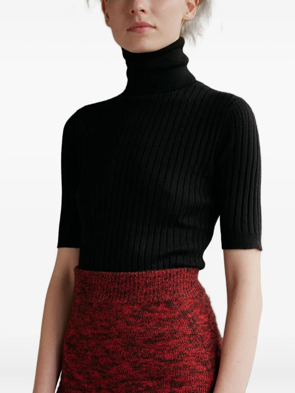 Cashmere In Love Victoria Short-sleeve Sweater In Black
