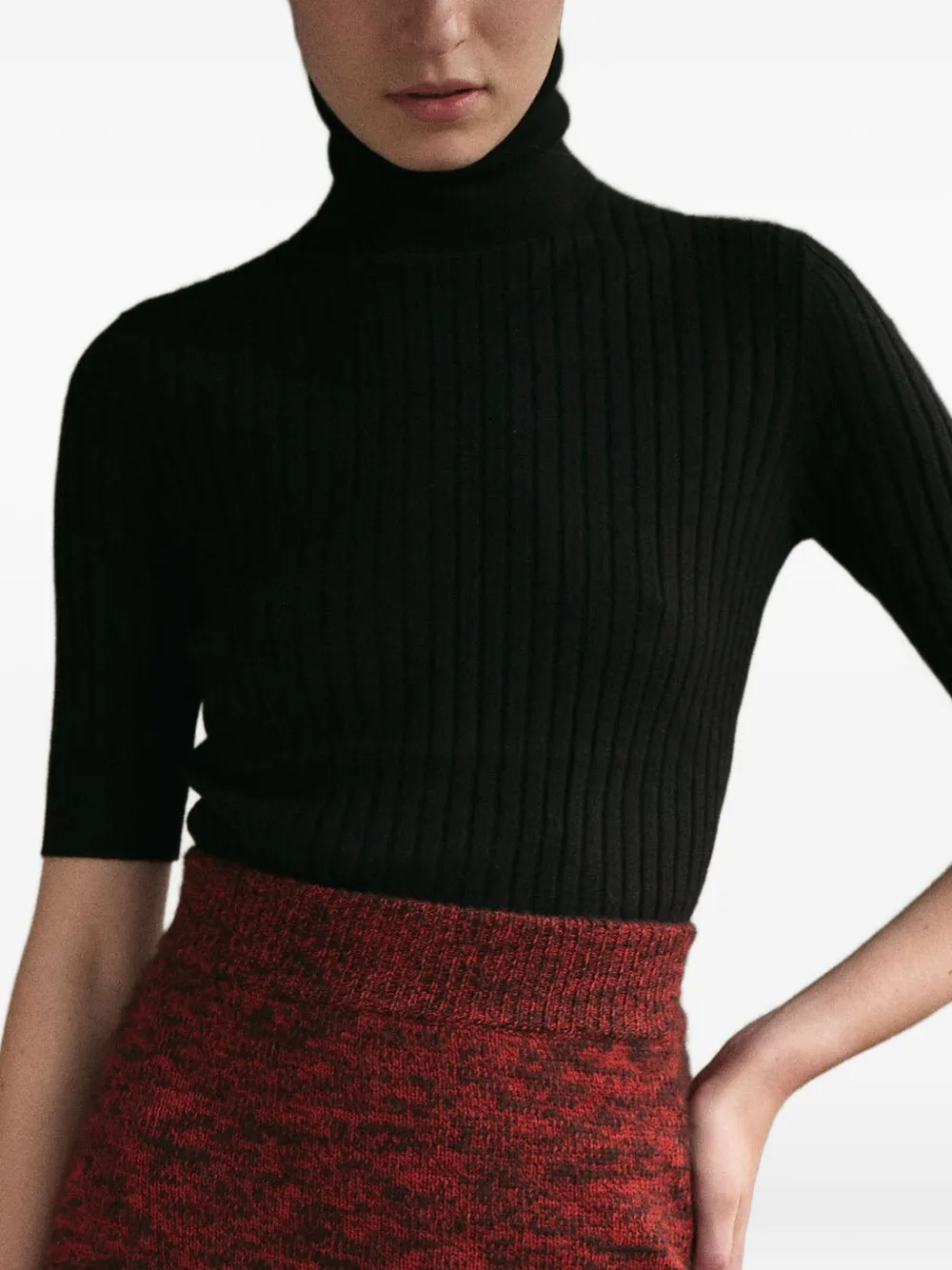 Cashmere In Love Victoria Short-sleeve Sweater In Black