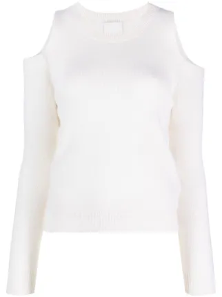 Cold shoulder white jumper on sale