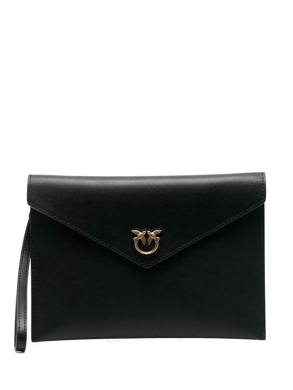 

PINKO logo-plaque leather cutch bag - Black