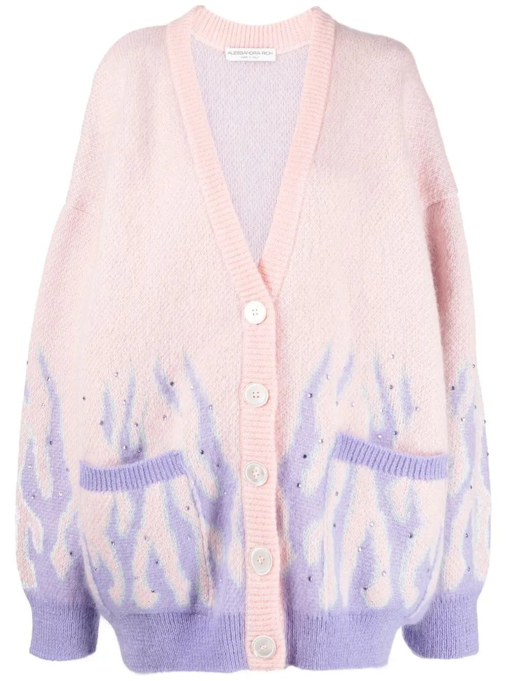

Alessandra Rich intarsia-knit pattern cardigan - Pink