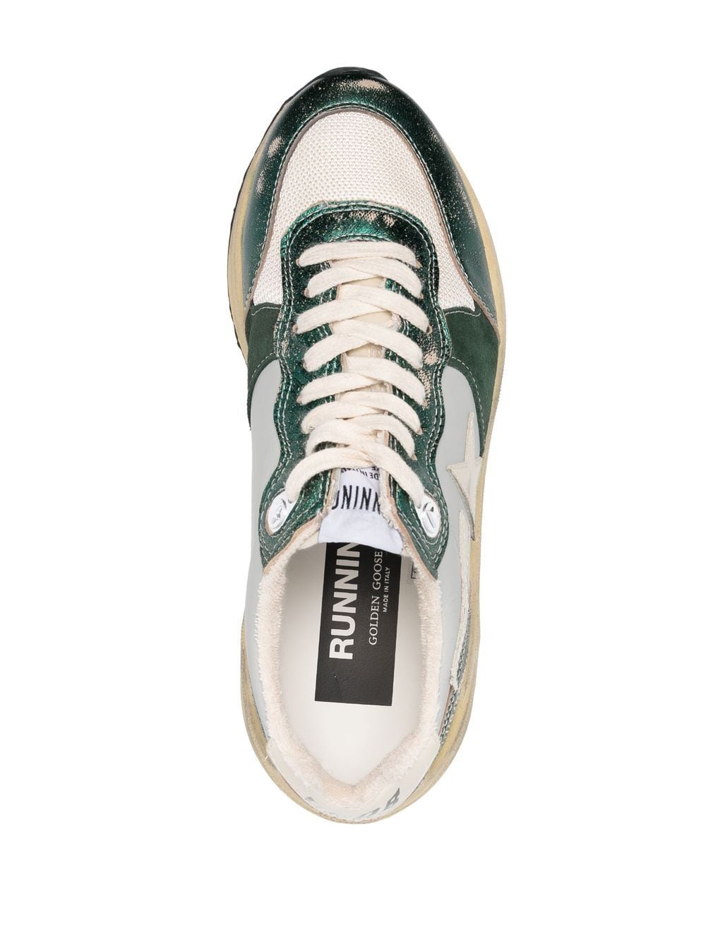 Shop Golden Goose Metallic-effect Lace-up Sneakers In Green