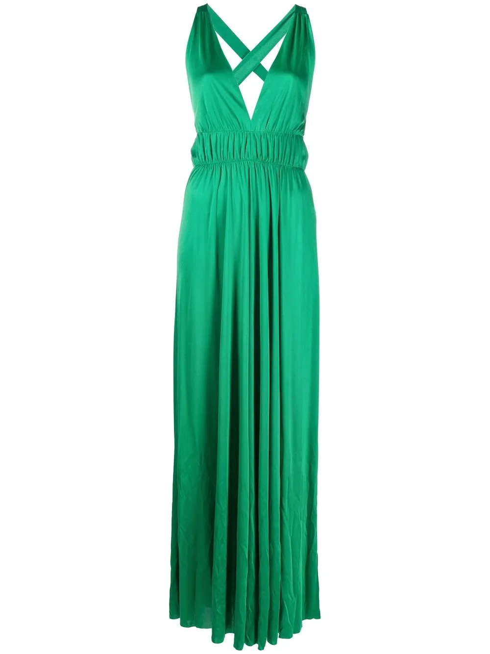 

P.A.R.O.S.H. Tecla plunge-neck satin gown - Green